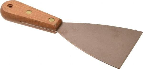 Ampco - 3-1/2" Wide Nickel Copper Putty Knife - Stiff, Wood Handle, 8-1/2" OAL - Exact Industrial Supply