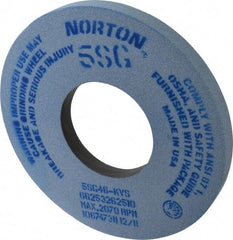 Norton - 12" Diam x 5" Hole x 1" Thick, K Hardness, 46 Grit Surface Grinding Wheel - Ceramic, Type 1, Coarse Grade, 2,070 Max RPM, Vitrified Bond, No Recess - Exact Industrial Supply