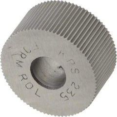 Value Collection - 3/4" Diam, 90° Tooth Angle, 35 TPI, Standard (Shape), Form Type High Speed Steel Straight Knurl Wheel - 3/8" Face Width, 1/4" Hole, Circular Pitch, Bright Finish, Series KP - Exact Industrial Supply