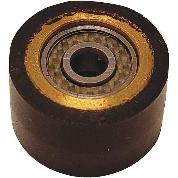 Dynabrade - 5/8" Wide Contact Arm & Wheel Assembly - 18" Belt Length, Crowned, Rubber, 70" Contact Wheel Diam - Exact Industrial Supply