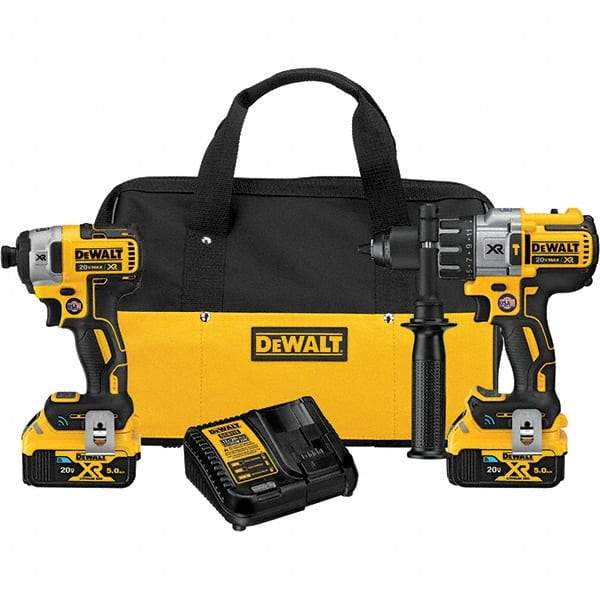 DeWALT - 20 Volt Cordless Tool Combination Kit - Includes Hammerdrill & Impact Driver, Lithium-Ion Battery Included - Exact Industrial Supply