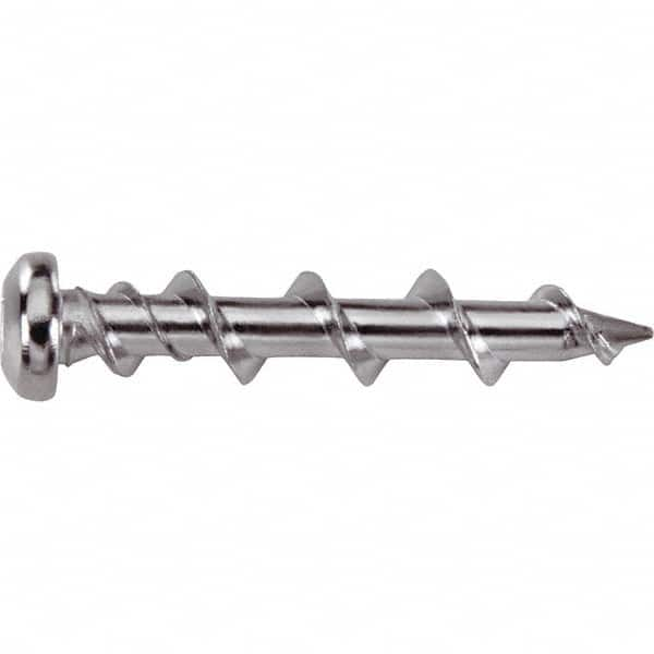 1/4″ Diam, 1-1/4 Length Under Head, Robertson Drive Concrete Screw & Masonry Fastener Carbon Steel, Zinc-Plated Finish