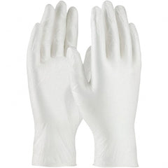Disposable Gloves: Size Large, 3 mil, Vinyl, Powdered White