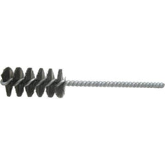 Brush Research Mfg. - 13/16" Diam Helical Steel Tube Brush - Single Spiral, 0.01" Filament Diam, 1-1/2" Brush Length, 6" OAL, 0.22" Diam Galvanized Steel Shank - Exact Industrial Supply