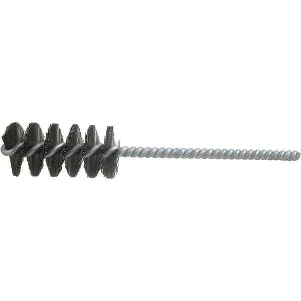 Brush Research Mfg. - 5/16" Diam Helical Steel Tube Brush - Single Spiral, 0.006" Filament Diam, 1-1/4" Brush Length, 4-1/2" OAL, 0.14" Diam Galvanized Steel Shank - Exact Industrial Supply