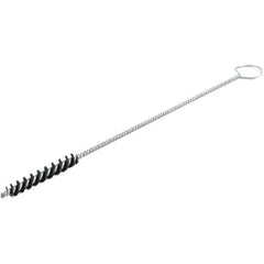 Brush Research Mfg. - 0.4" Diam Helical Nylon Tube Brush - Single Spiral, 0.012" Filament Diam, 2" Brush Length, 18" OAL, 0.219" Diam Galvanized Steel Shank - Exact Industrial Supply