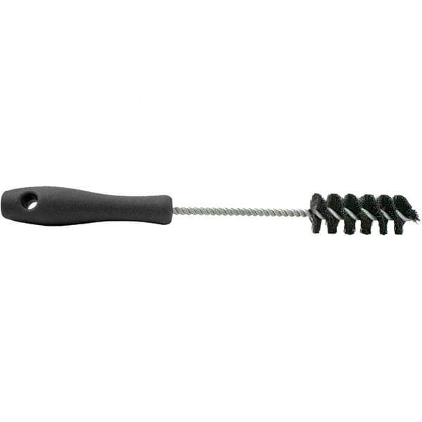 Brush Research Mfg. - 0.4" Diam Helical Nylon Tube Brush - Single Spiral, 0.005" Filament Diam, 2-1/2" Brush Length, 10-1/2" OAL, 0.168" Diam Plastic Handle Shank - Exact Industrial Supply