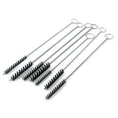 Brush Research Mfg. - 7/16" Diam Helical Nylon Tube Brush - Single Spiral, 0.014" Filament Diam, 2-1/2" Brush Length, 12" OAL, 0.168" Diam Galvanized Steel Shank - Exact Industrial Supply