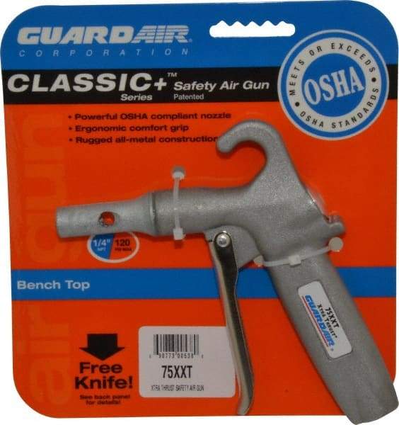 Guardair - 120 Max psi Maximum Power Venturi Nozzle Pistol Grip Blow Gun - 1/4 NPT, 2" Tube Length, Aluminum - Exact Industrial Supply