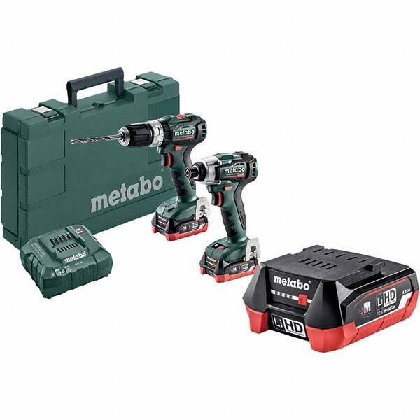 Metabo - Cordless Tool Combination Kits Voltage: 12 Tools: 1/4" Hex Compact Brushless Impact Driver; Compact Brushless Hammer Drill/Driver - Exact Industrial Supply