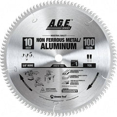 Amana Tool - 10" Diam, 5/8" Arbor Hole Diam, 100 Tooth Wet & Dry Cut Saw Blade - Carbide-Tipped, Clean Action, Standard Round Arbor - Exact Industrial Supply