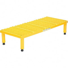 Vestil - 9" High x 19" Wide x 48" Deep, Yellow Step Stand - Steel, 500 Lb Capacity - Exact Industrial Supply
