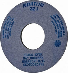 Norton - 14" Diam x 5" Hole x 1/2" Thick, K Hardness, 60 Grit Surface Grinding Wheel - Aluminum Oxide, Type 1, Medium Grade, 1,800 Max RPM, Vitrified Bond, No Recess - Exact Industrial Supply