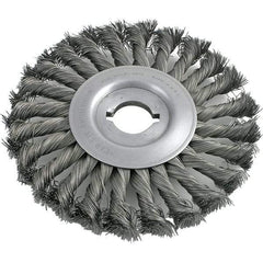 Brush Research Mfg. - 8" OD, 1/2 & 5/8" Arbor Hole, Knotted Carbon Wheel Brush - 3/4" Face Width, 1-11/16" Trim Length, 6,000 RPM - Exact Industrial Supply