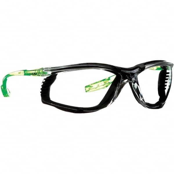 Safety Glass: Anti-Fog & Scratch-Resistant, Polycarbonate, Clear Lenses, Frameless, UV Protection Green Frame