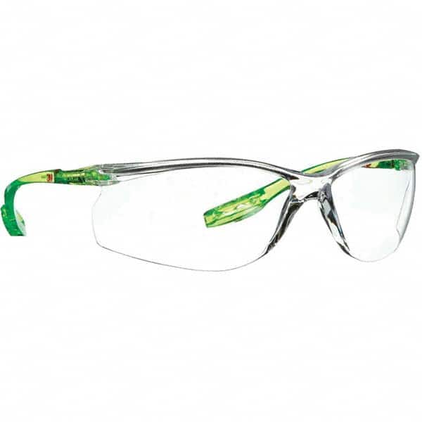 Safety Glass: Anti-Fog & Scratch-Resistant, Polycarbonate, Clear Lenses, Frameless, UV Protection Green Frame