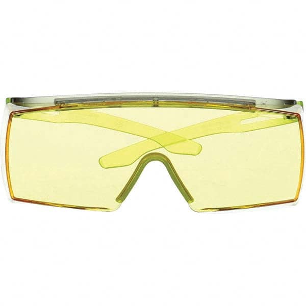 Safety Glass: Anti-Fog, Polycarbonate, Amber Lenses, Frameless, UV Protection Green Frame, Adjustable