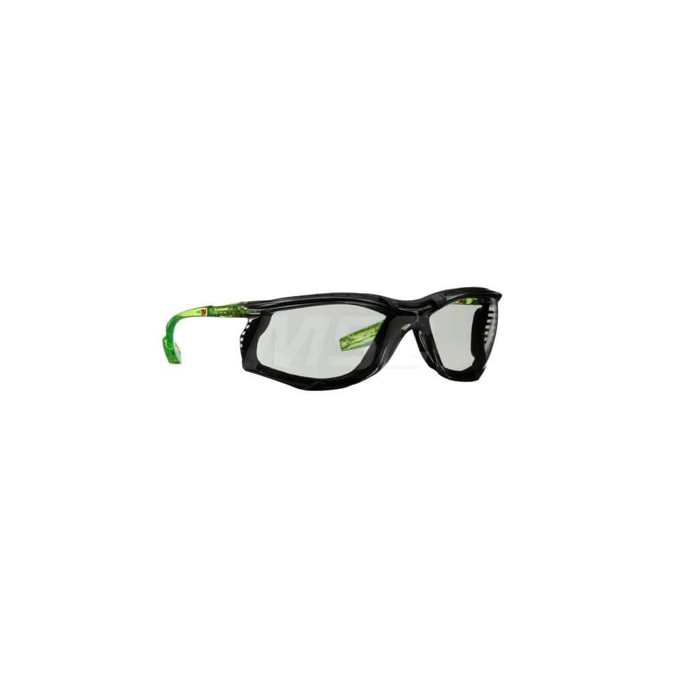 Safety Glass: Anti-Fog & Scratch-Resistant, Polycarbonate, Gray Lenses, Frameless, UV Protection Green Frame