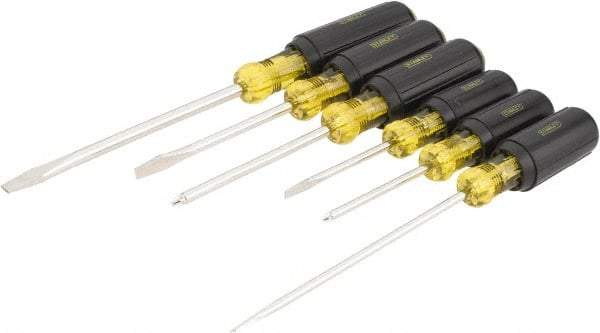 Stanley - 6 Piece Cabinet, Phillips & Slotted Screwdriver Set - Bit Sizes: Philips #1 & #2, Tip Thickness: 3/16, 1/4 & 5/16 - Exact Industrial Supply