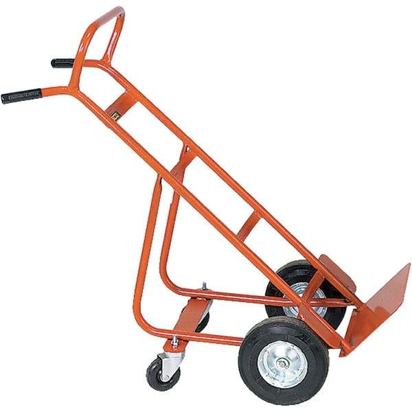 Wesco Industrial Products - 800 Lb Capacity 48" OAH Hand Truck - 8 x 14" Base Plate, Dual Handle, Steel, Semi-Pneumatic Wheels - Exact Industrial Supply