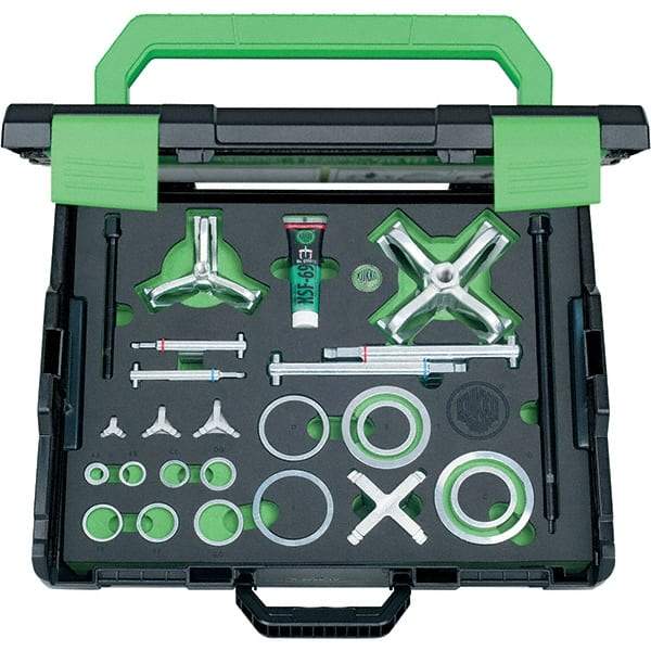 KUKKO - 38 Piece, 3/8 to 3-7/8" Spread, Blind Hole Puller Set - 2 Bolts, 14 Jaws, 6-3/16" Reach - Exact Industrial Supply