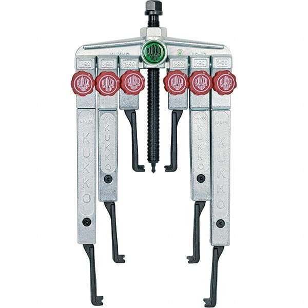 KUKKO - 8 Piece, 5 Ton Capacity, 1-1/2 to 4-3/4" Spread, Multi-Purpose Puller Set - 1 Bolt, 6 Jaws, 9-7/8" Reach - Exact Industrial Supply