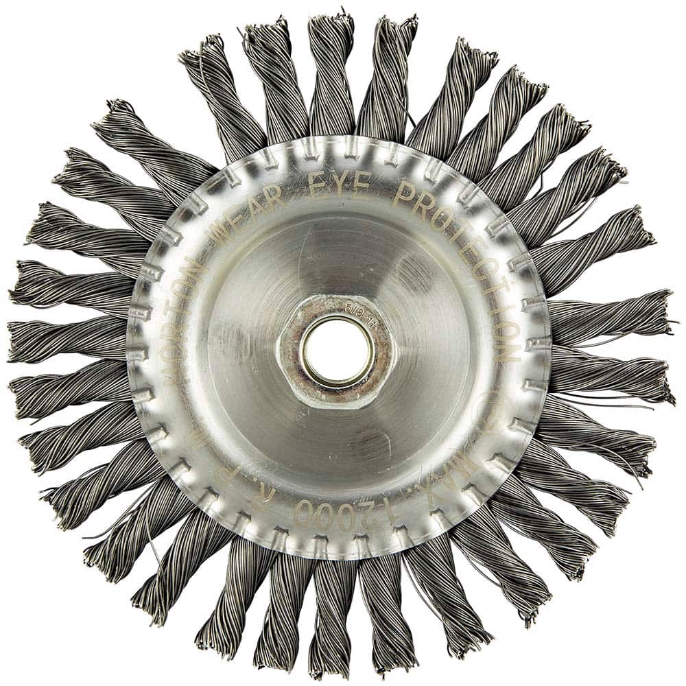 Norton - 6" OD, 5/8-11 Arbor Hole, Knotted Carbon Wheel Brush - Exact Industrial Supply