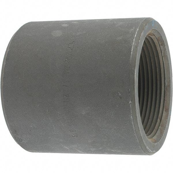 Made in USA - Size 2-1/2", Class 3,000, Forged Carbon Steel Black Pipe Coupling - 3,000 psi, Threaded End Connection - Exact Industrial Supply