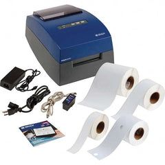 Electronic Label Makers; Power Source: Battery; Includes: J2000 1.125x100' White Label; USB with Drivers and Manuals; BradyJet J2000 Color Label Printer; J20-ROLL Material Roll for Printhead Alignment; Power Cord; J2000 2.25x100' White Label; J20-CMY Ink
