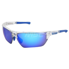 Safety Glass: Anti-Reflective, Blue Mirror Lenses, Full-Framed Clear Frame, Dual