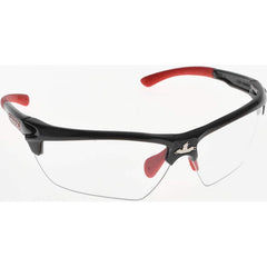 Safety Glass: Scratch-Resistant, Clear Lenses, Full-Framed Black & Red Frame, Dual