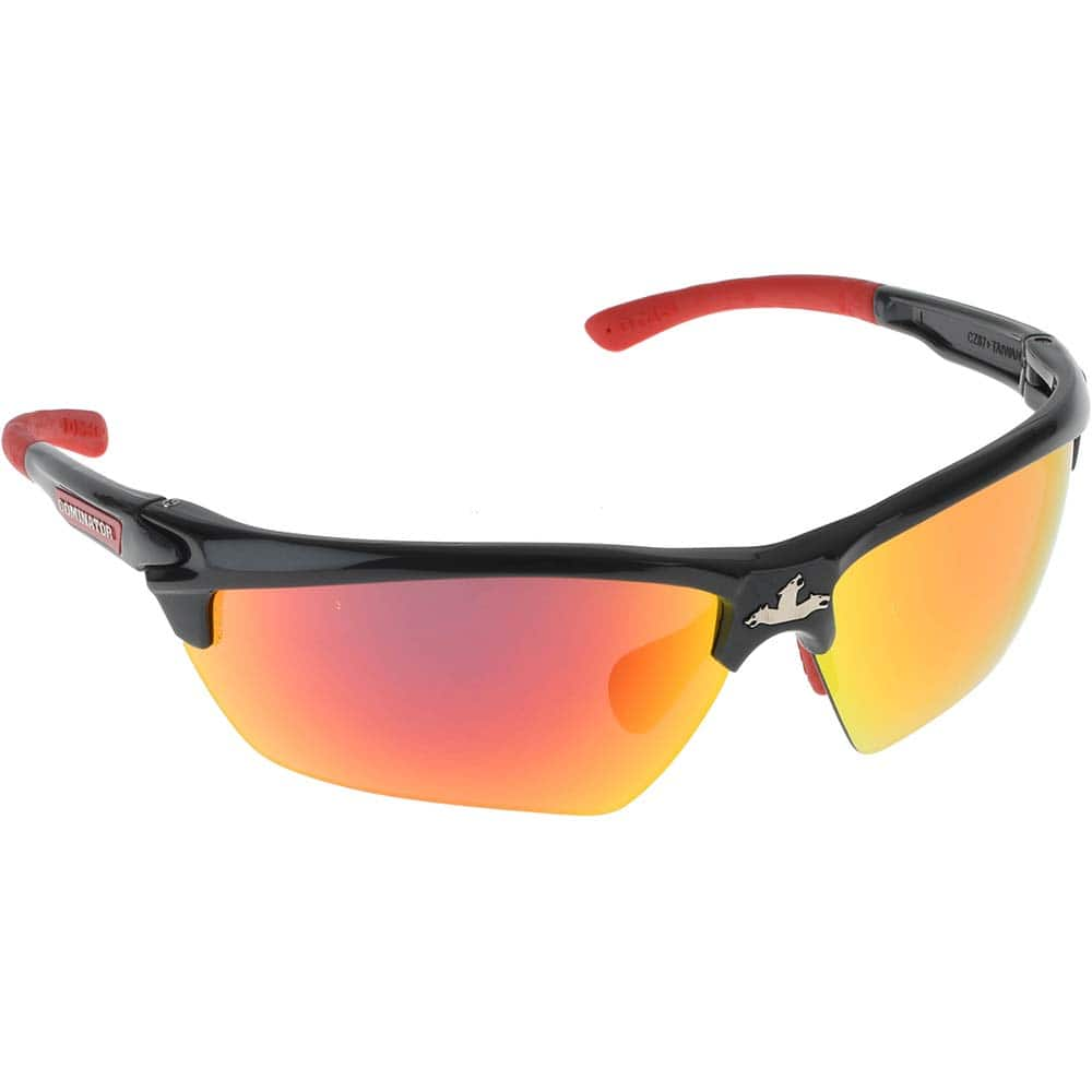 Safety Glass: Anti-Reflective, Fire Mirror Lenses, Full-Framed Black & Red Frame, Dual