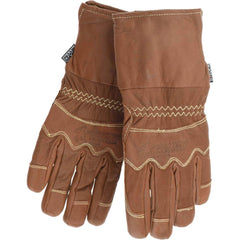 Size 2XL Goatskin Work Gloves For Work & Driver, Gauntlet Cuff, Brown