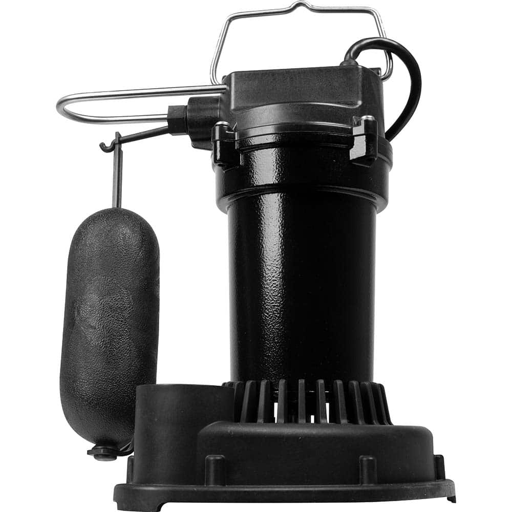 Sump Sewage & Effluent Pump: Integral Diaphragm, 1/4 hp, 3.5A, 115V 1-1/2″ Outlet, Cast Iron Housing