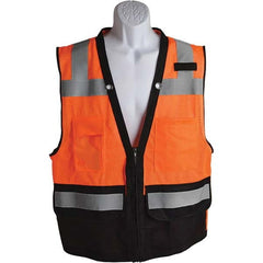 High Visibility Vest: Medium Hi-Visibility Orange, Zipper Closure, 11 Pocket