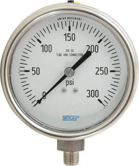 Wika - 4" Dial, 1/4 Thread, 0-300 Scale Range, Pressure Gauge - Lower Connection Mount, Accurate to 1% of Scale - Exact Industrial Supply