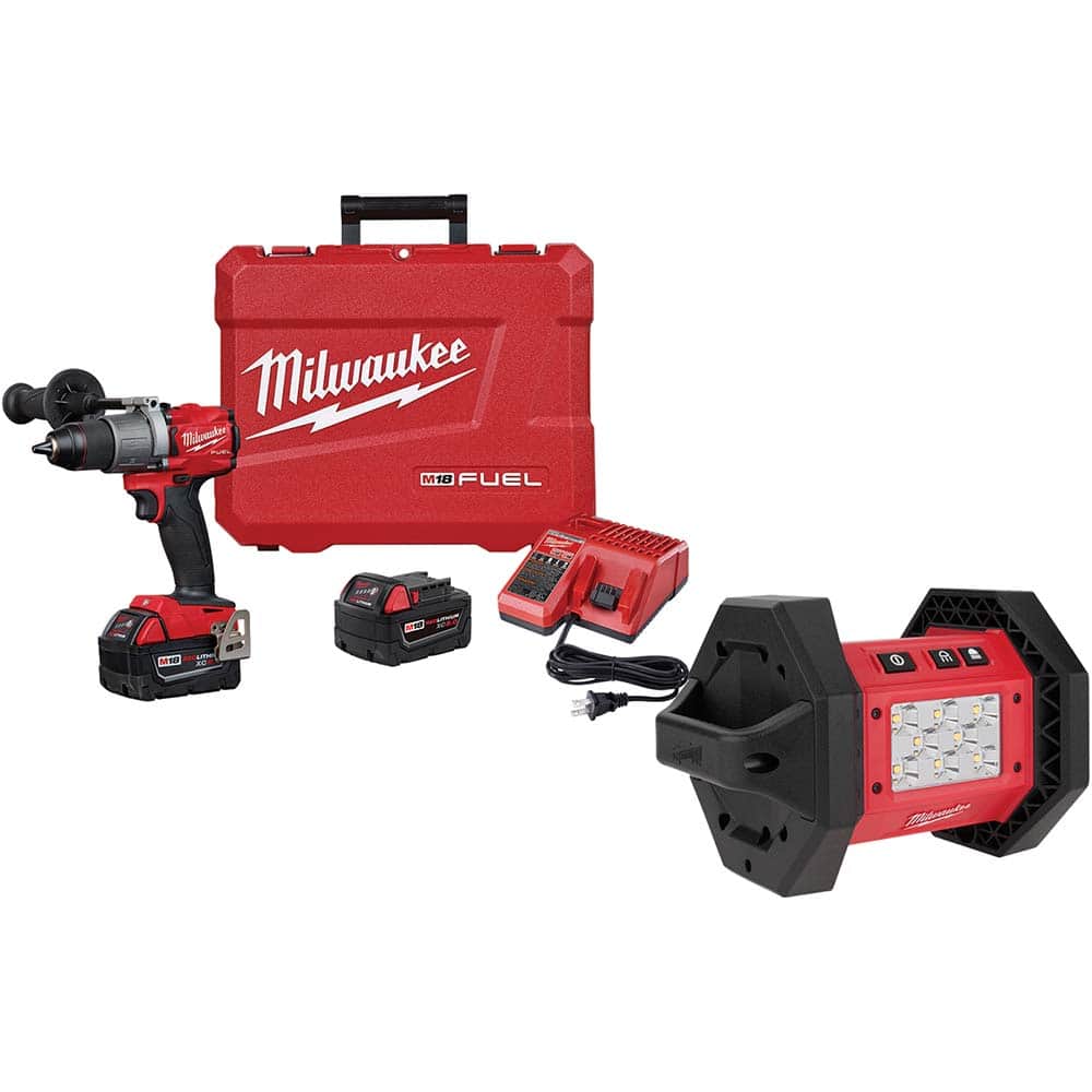 Milwaukee Tool - Cordless Drills; Battery Voltage: 18 ; Battery Chemistry: Lithium-Ion ; Chuck Size: 1/2 ; Handle Type: Pistol Grip ; Number of Batteries Included: 2 ; Reversible: Yes - Exact Industrial Supply