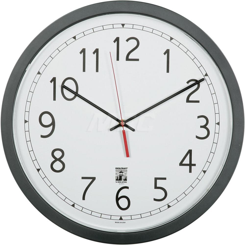 Wall Clocks; Type: Wall Clock; Display Type: Analog; Power Source: (1) AA Battery; Face Color: White; Case Color: Black