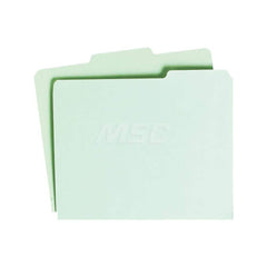 File Folders, Expansion Folders & Hanging Files; Folder/File Type: File Folders with Top Tab; Color: Light Green; Index Tabs: Yes; Tab Cut Location: Side; File Size: Letter; Size: 8-1/2 x 11; Box Quantity: 100