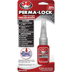 J-B Weld - Threadlockers & Retaining Compounds; Type: High Strength ; Series: Perma-Lock ; Container Size Range: Smaller than 1 oz. ; Container Type: Bottle ; Color: Red ; Strength: High - Exact Industrial Supply