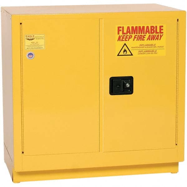 Eagle - Safety Cabinets Hazardous Chemical Type: Flammable and Combustible Liquids Color: Yellow - Exact Industrial Supply