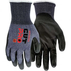 Cut-Resistant Gloves: Size XL, ANSI Cut A5, Polyurethane, HPPE Blue & Gray, Palm & Fingertips Coated, HPPE Back, Polyurethane Grip
