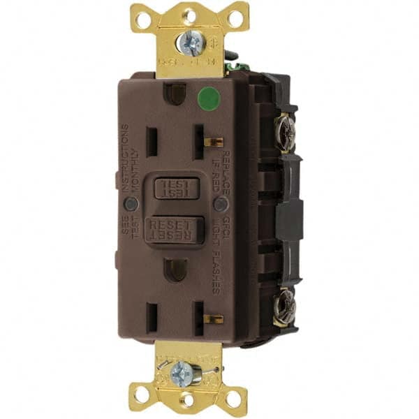 Bryant Electric - GFCI Receptacles Grade: Hospital Color: Brown - Exact Industrial Supply