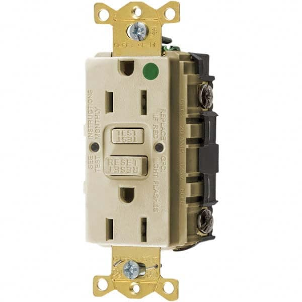 Bryant Electric - GFCI Receptacles Grade: Hospital Color: Ivory - Exact Industrial Supply