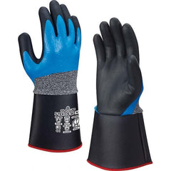 Cut, Puncture & Abrasive-Resistant Gloves: Size S, ANSI Cut A4, ANSI Puncture 3, Foam Nitrile, Hagane Steel & HPPE Blend Black & Blue, Palm & Knuckles Coated, Kevlar Lined, Nylon & Polyester Knit Back, Double Dipped Grip, ANSI Abrasion 4