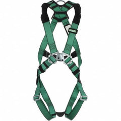 Fall Protection Harnesses: 400 Lb, Vest Style, Size 2X-Large, Polyester Pass-Through Leg Strap, Friction Shoulder Strap, Quick-Connect Chest Strap
