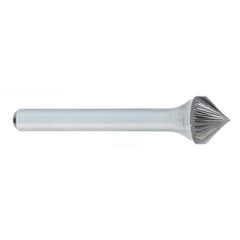 ‎SK-3 -3/8 x LOC × 1/4 Shank × 2 OAL 90 Degree Cone Carbide Medium Right Hand Spiral Burr - Exact Industrial Supply