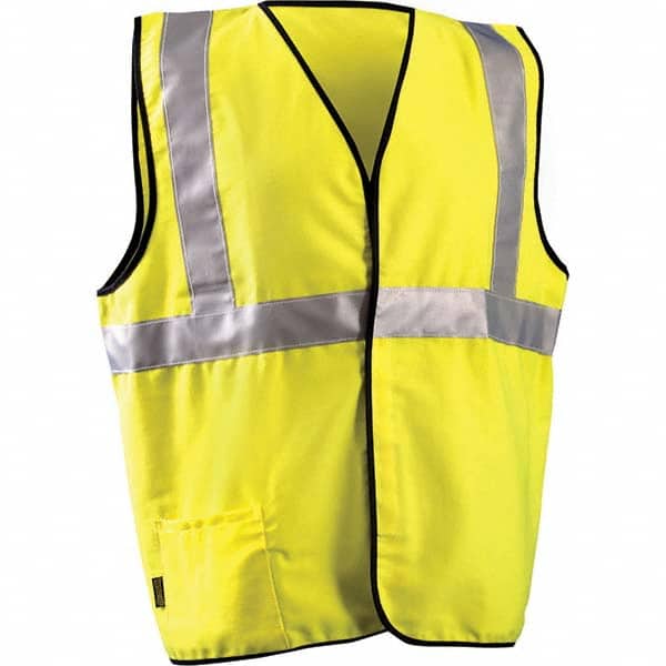 OccuNomix - Size XL Flame Resistant Hi-Vis Yellow Solid General Purpose High Visibility Vest - Exact Industrial Supply