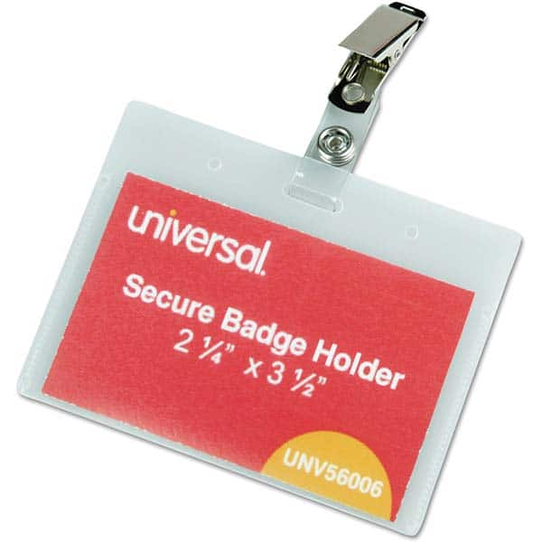 UNIVERSAL - Badge Holders Attachment Type: Clip-On Horizontal or Vertical Holder: Horizontal - Exact Industrial Supply