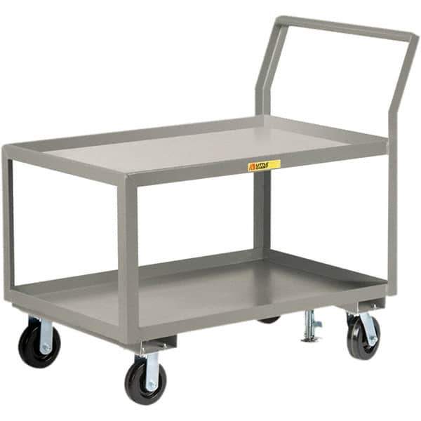 Little Giant - 3,600 Lb Capacity, 30" Wide x 48" Long x 42" High Utility Cart - 2 Shelf, Steel, 2 Rigid/2 Swivel Casters - Exact Industrial Supply